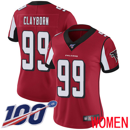 Atlanta Falcons Limited Red Women Adrian Clayborn Home Jersey NFL Football #99 100th Season Vapor Untouchable